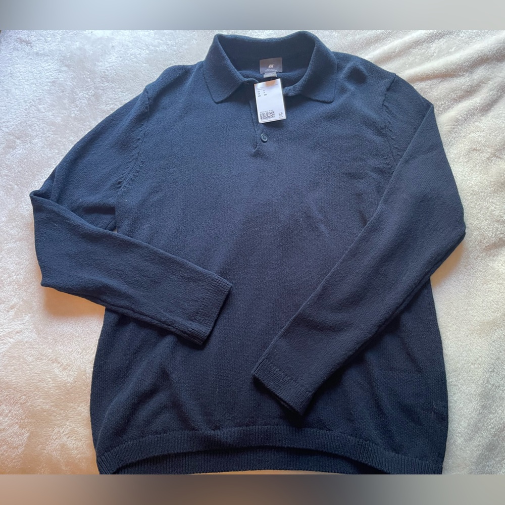 H&M Men’s Dark Blue Polo Sweatshirt SZ Small